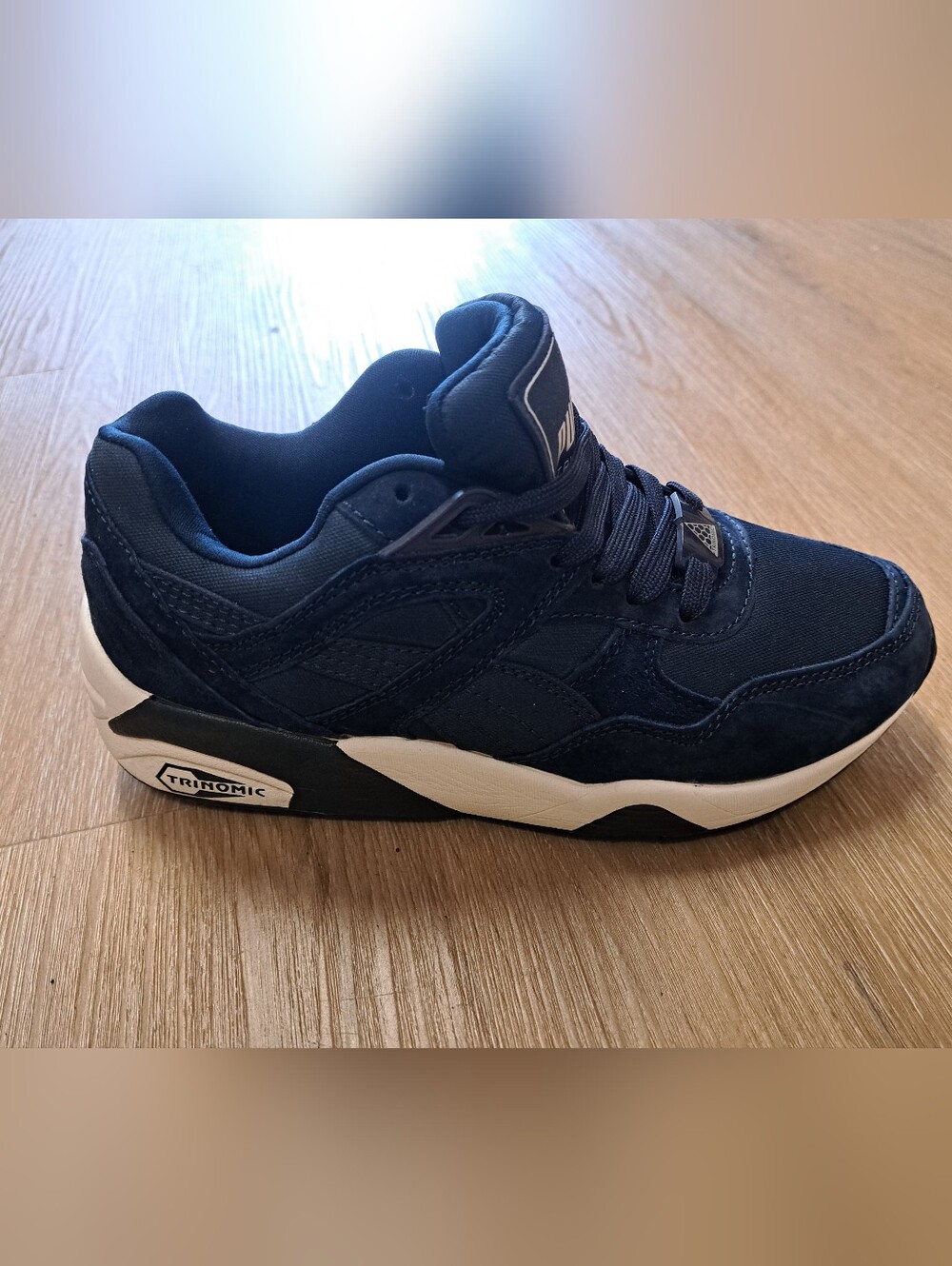 Puma Navy and White Suede Mesh Trainer